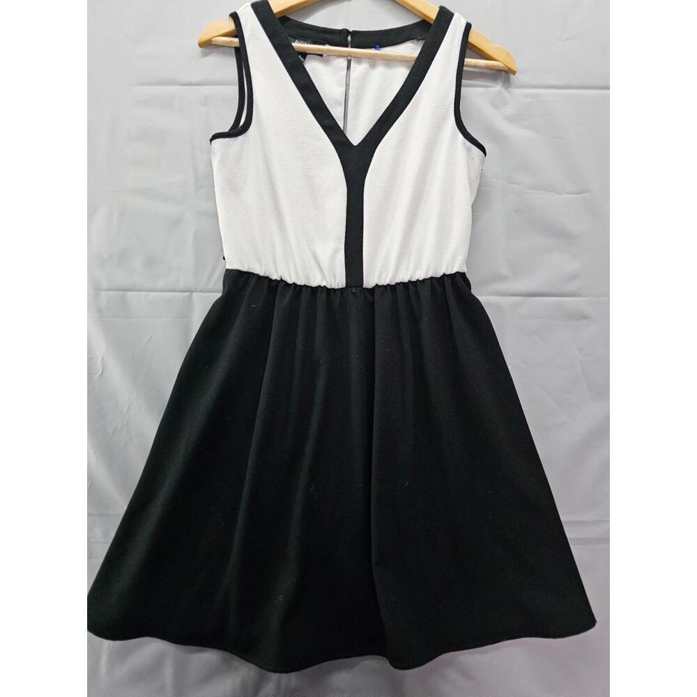 BCX Colorblock Fit And Flare Dress Black White Womens 8